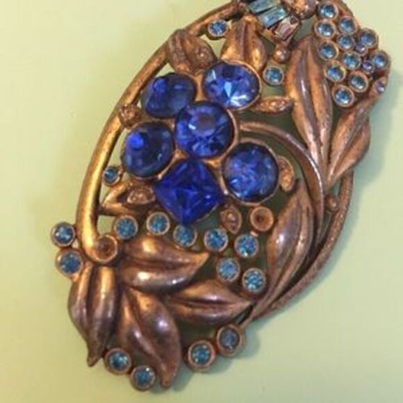 Vintage blue and bronze pin - Picture 3 of 3